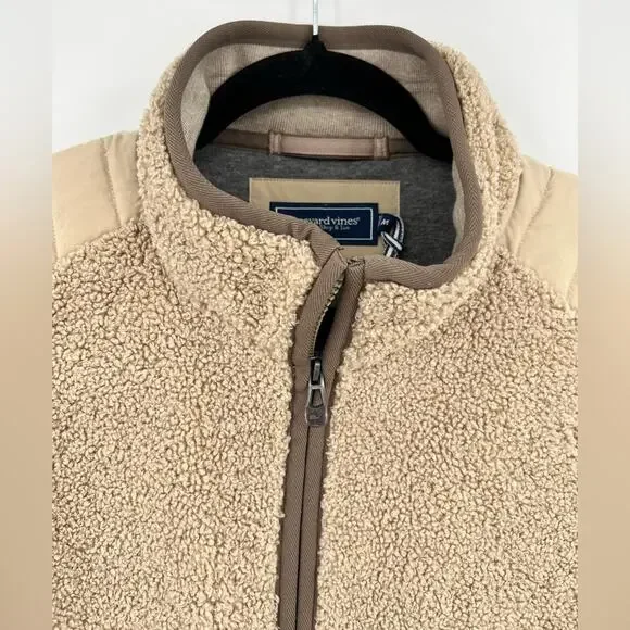 ๐ NWOT Vineyard Vines Nantucket Sherpa Vest Island Khaki Beige Tan Brown Medium - Picture 13 of 16